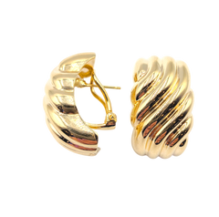APPRAISED $2300- 14KT Yellow Gold Ribbed Curved Earrings