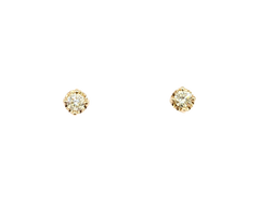 APPRAISED $500- 10KT Yellow Gold 4-Prong Stud Earrings with Round Citrine and Round Brilliant Diamonds