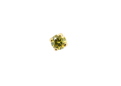 APPRAISED $850- 14KT Yellow Gold Single Round Yellow Color Treated Diamond Stud
