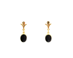 APPRAISED $175- 14KT Yellow Gold Dangle Earrings with Oval Onyx