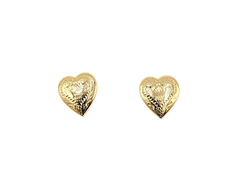 APPRAISED $150- 14KT Yellow Gold Pattern Design Heart Earrings