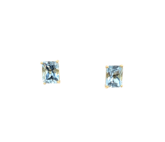 APPRAISED $300- 14KT Yellow Gold Earstuds with Radiant Cut Blue Topaz