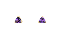 APPRAISED $325- 14KT Yellow Gold Earstuds with Trillion Cut Amethyst