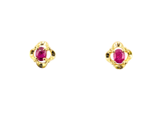 APPRAISED $400- 14KT Yellow Gold Earrings with Oval Rubies