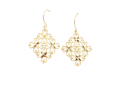 APPRAISED $300- 14KT Yellow Gold Wire Filigree Heart Earrings