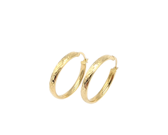 APPRAISED $400- 14KT Yellow Gold Quilt Design Hoops