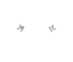 APPRAISED $650- 14KT White Gold Princess Cut Diamond Studs