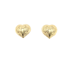APPRAISED $200- 14KT Yellow Gold Heart Scroll Designed Earrings