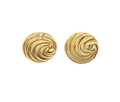 APPRAISED $1100- 14KT Yellow Gold Ribbed Button Style Earrings