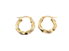 APPRAISED $200- 10KT Yellow Gold Twist Style Ribbed Hoops