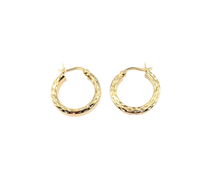 APPRAISED $300- 14KT Yellow Gold 17MM Diamond Cut Hoops
