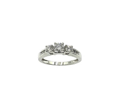 APPRAISED $1200 - 14Kt White Gold Past, Present, Future Style Ring with .48ctw Diamond