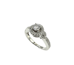 APPRAISED $2100- 14KT White Gold Diamond Engagement Ring with a Halo Milgrain Design