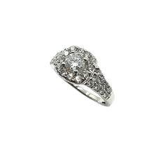 APPRAISED $2800- 14KT White Gold Diamond Engagement Ring in a Square Halo Design