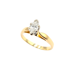 APPRAISED $1400- 14KT Yellow Gold Cathedral Setting Engagement Ring with a Marquise Diamond Center Stone