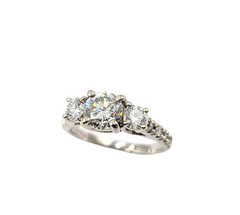 APPRAISED $6100 -14KT White Gold Past, Present, & Future Style Engagement Ring with Round Brilliant Diamonds