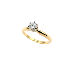 APPRAISED $1300- 14KT Yellow Gold Solitaire Engagement Ring with a Round Brilliant Diamond
