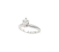APPRAISED $1400- 14KT White Gold Solitaire Engagement Ring with a Marquise Diamond