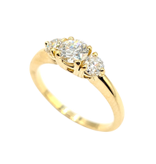 APPRAISED $2800- 14KT Yellow Gold Past, Present, & Future Ring with Old European Diamonds