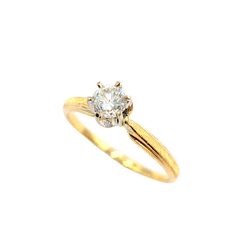 APPRAISED $1250- 14KT Yellow Gold Solitaire Engagement Ring with a Round Brilliant Diamond