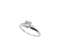 APPRAISED $1500- 14KT White Gold Solitaire Engagement Ring with a Prong-Set Round Brilliant Diamond