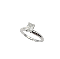 APPRAISED $2300- 14KT White Gold Solitaire Engagement Ring with a Prong-Set Emerald Cut Diamond