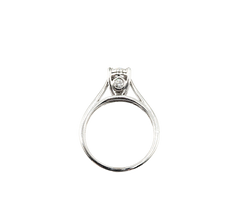APPRAISED $1100- 10KT White Gold Engagement Ring with a Round Brilliant Diamond set in an Illusion Head & Side Round Brilliant Diamonds