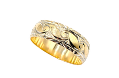 14KT Two-Tone 7.9MM Patterned Band