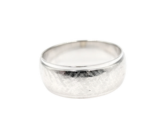 14KT White Gold 7.8MM Textured Band