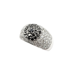 APPRAISED $3300- 18KT White Gold Cluster Ring with Round Black Diamonds & Pave Set Round Brilliant Diamonds
