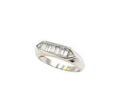 APPRAISED $1700- 14KT White Gold Channel Band with Trillion & Baguette Diamonds
