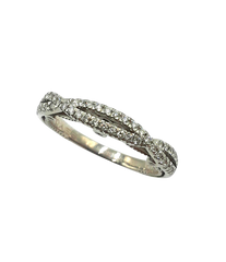 APPRAISED $2900 - 18KT White Gold Band with 52 Round Brilliant Diamonds - T. - .30ct in a Infinity Design with Scroll Under Gallery