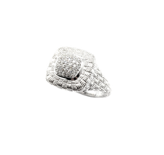 APPRAISED $760- Sterling Silver Square Pave Ring with Diamonds