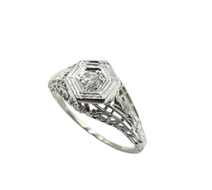 APPRAISED $500- 18KT White Gold Diamond Filigree Ring
