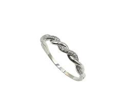 APPRAISED $525- 14KT White Gold Woven Style Ring with Diamonds