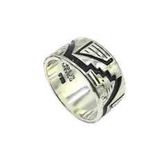 APPRAISED $125- Sterling Silver Geometric Designed Wide Band