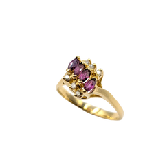 APPRAISED $700- 14KT Yellow Gold Bypass Style Ring with Diamonds and Rubies