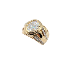 APPRAISED $1200- 10KT Yellow Gold Ring with Bezel and Prong Set Cubic Zirconia