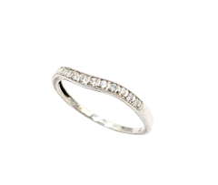 APPRAISED $750- 14KT White Gold Milgrain Curved Diamond Band