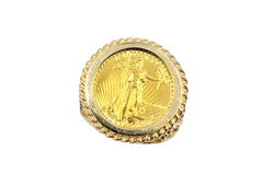 APPRAISED $1900- 14KT Yellow Gold Liberty Coin Ring