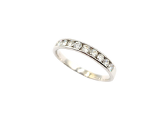 APPRAISED $900- 14KT White Gold Channel Band with Round Brilliant Diamonds