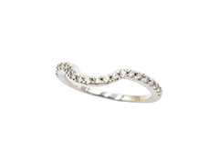 APPRAISED $900- 14KT White Gold Curved Prong Set Band with Round Brilliant Diamonds