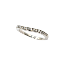 APPRAISED $950- 14KT White Gold Curved Band with Round Brilliant Diamonds