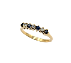 APPRAISED $650- 14KT Yellow Gold Prong-Set Band with Alternating Round Sapphires & Round Brilliant Diamonds
