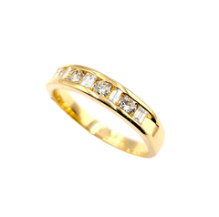 APPRAISED $1600- 14KT Yellow Gold Channel Band with Baguette & Round Brilliant Diamonds