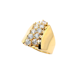 APPRAISED $1400- 14KT Yellow Gold Double Row Tapered Ring with Cubic Zirconia's