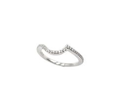 APPRAISED $900- 14KT White Gold Curved Band with Round Brilliant Diamonds