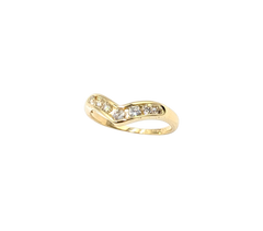 APPRAISED $1300- 14KT Yellow Gold "V" Shaped Channel Band with Round Brilliant Diamonds
