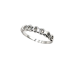 APPRAISED $650- 14KT White Gold Band with Bezel Set Round Brilliant Diamonds