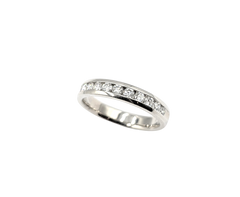APPRAISED $1400- 14KT White Gold Channel Band with Round Brilliant Diamonds